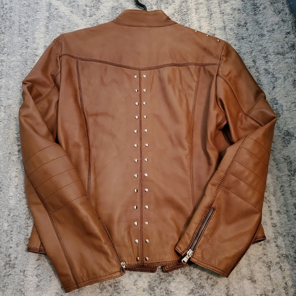 Real leather camel coloured jacket. - Picture 2 of 4